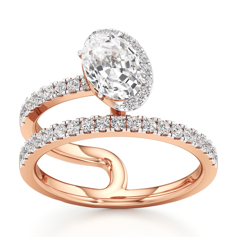 Main Image 1 of J'Lure Oval Step-Cut Lab-Grown Diamond Spiral Engagement Ring 1-3/8 ct tw 18K Rose Gold