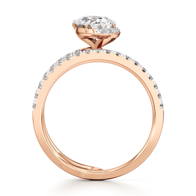 Main Image 2 of J'Lure Oval Step-Cut Lab-Grown Diamond Spiral Engagement Ring 1-3/8 ct tw 18K Rose Gold