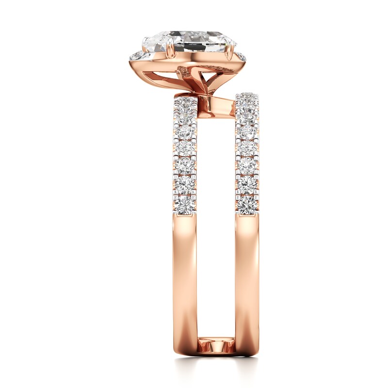 Main Image 3 of J'Lure Oval Step-Cut Lab-Grown Diamond Spiral Engagement Ring 1-3/8 ct tw 18K Rose Gold