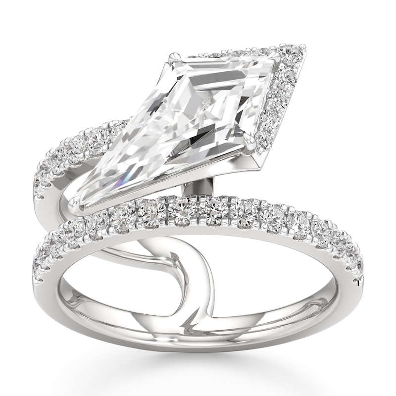 Main Image 1 of J'Lure Kite Step-Cut Lab-Grown Diamond Spiral Engagement Ring 2-1/2 ct tw 18K White Gold