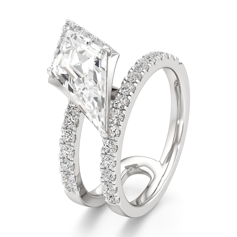 Main Image 4 of J'Lure Kite Step-Cut Lab-Grown Diamond Spiral Engagement Ring 2-1/2 ct tw 18K White Gold
