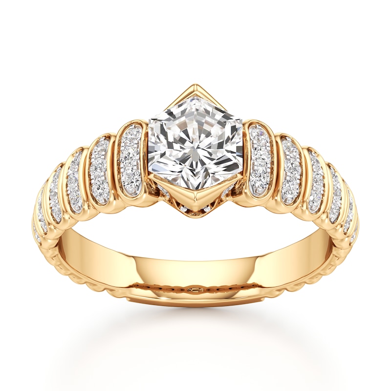 Main Image 1 of J'Lure Hexagon Brilliant-Cut Lab-Grown Diamond Engagement Ring 1-1/3 ct tw 18K Yellow Gold