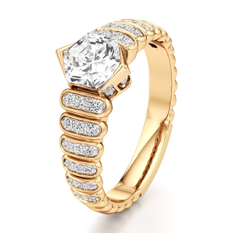 Main Image 4 of J'Lure Hexagon Brilliant-Cut Lab-Grown Diamond Engagement Ring 1-1/3 ct tw 18K Yellow Gold