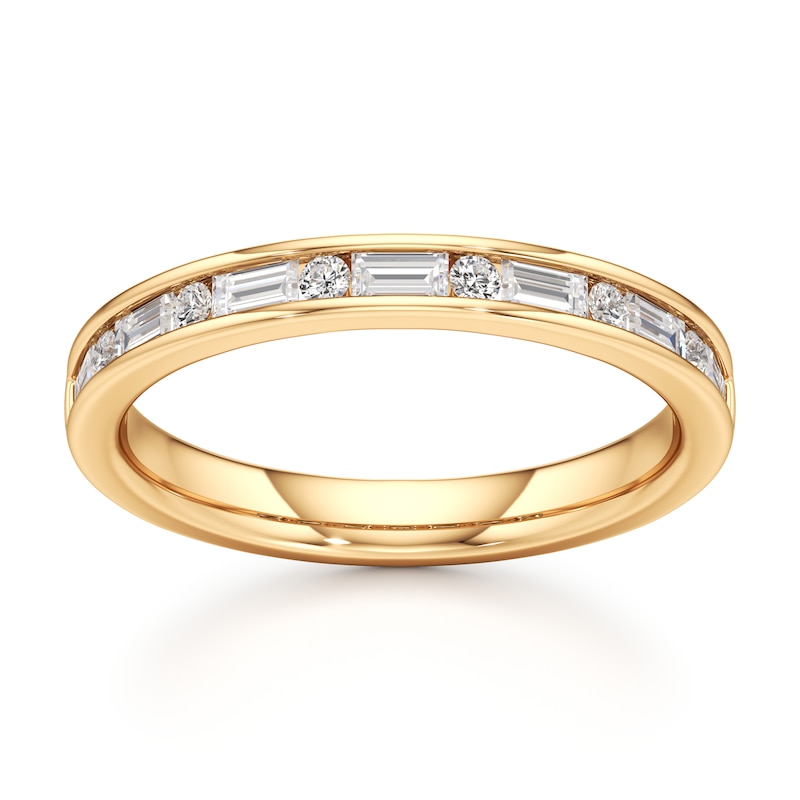 Main Image 1 of J'Lure Baguette & Round-Cut Lab-Grown Diamond Wedding Band 3/8 ct tw 18K Yellow Gold