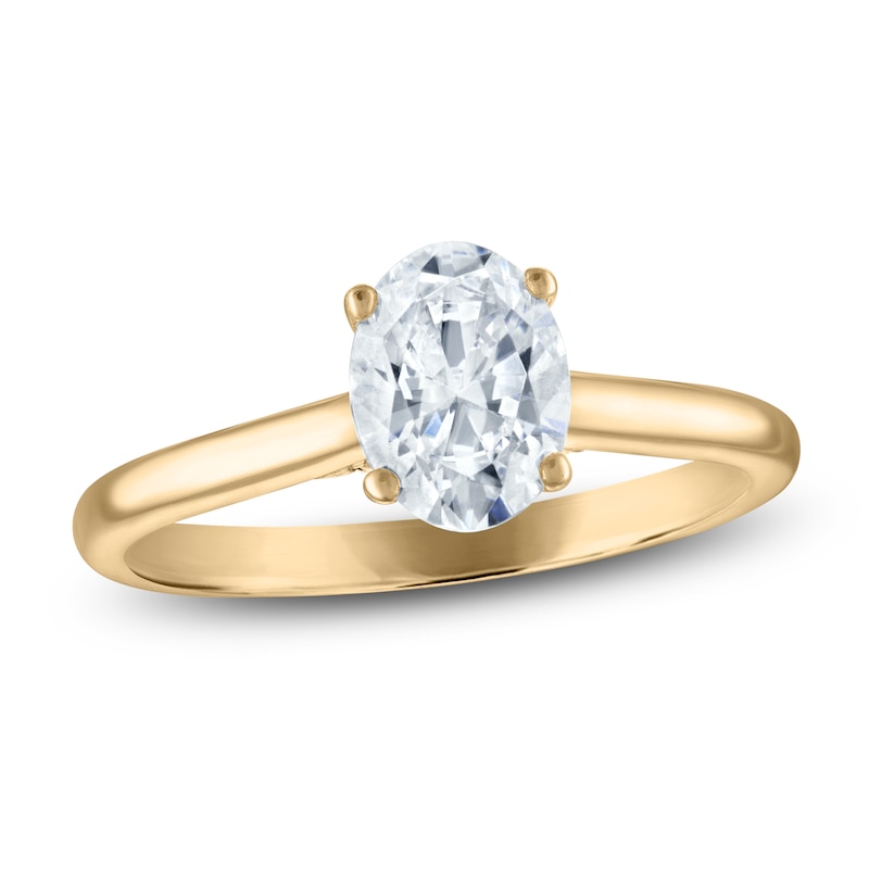 Main Image 1 of Oval-Cut Lab-Created Diamond Solitaire Plus Engagement Ring 1 ct tw 14K Yellow Gold (VS2/F)