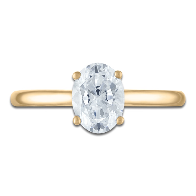 Main Image 3 of Oval-Cut Lab-Created Diamond Solitaire Plus Engagement Ring 1 ct tw 14K Yellow Gold (VS2/F)