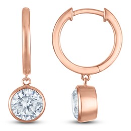 Round-Cut Lab-Grown Diamond Solitaire Dangle Hoop Earrings 2 ct tw 14K Rose Gold (SI2/F)