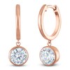Thumbnail Image 2 of Round-Cut Lab-Grown Diamond Solitaire Dangle Hoop Earrings 2 ct tw 14K Rose Gold (SI2/F)