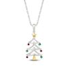 Thumbnail Image 1 of Lab-Created Gemstone Christmas Tree Necklace Sterling Silver & 10K Yellow Gold 18"