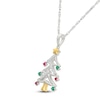 Thumbnail Image 2 of Lab-Created Gemstone Christmas Tree Necklace Sterling Silver & 10K Yellow Gold 18"