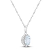 Thumbnail Image 2 of Oval-Cut Natural Aquamarine & Diamond Necklace 1/6 ct tw 10K White Gold 18"