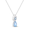 Thumbnail Image 2 of Pear-Shaped Natural Swiss Blue Topaz & Diamond Double Drop Necklace 1/15 ct tw 10K White Gold 18"