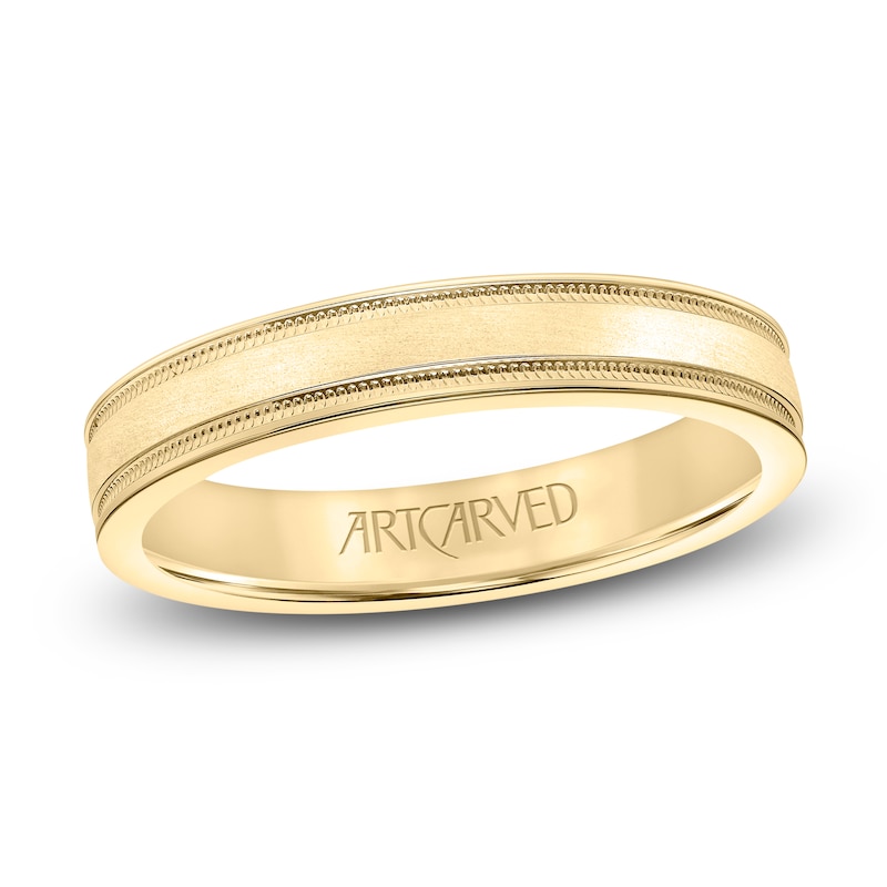 ArtCarved Men's Milgrain Wedding Band 14K Gold 4mm