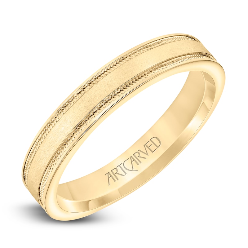 Main Image 2 of ArtCarved Men's Milgrain Wedding Band 14K Yellow Gold 4mm
