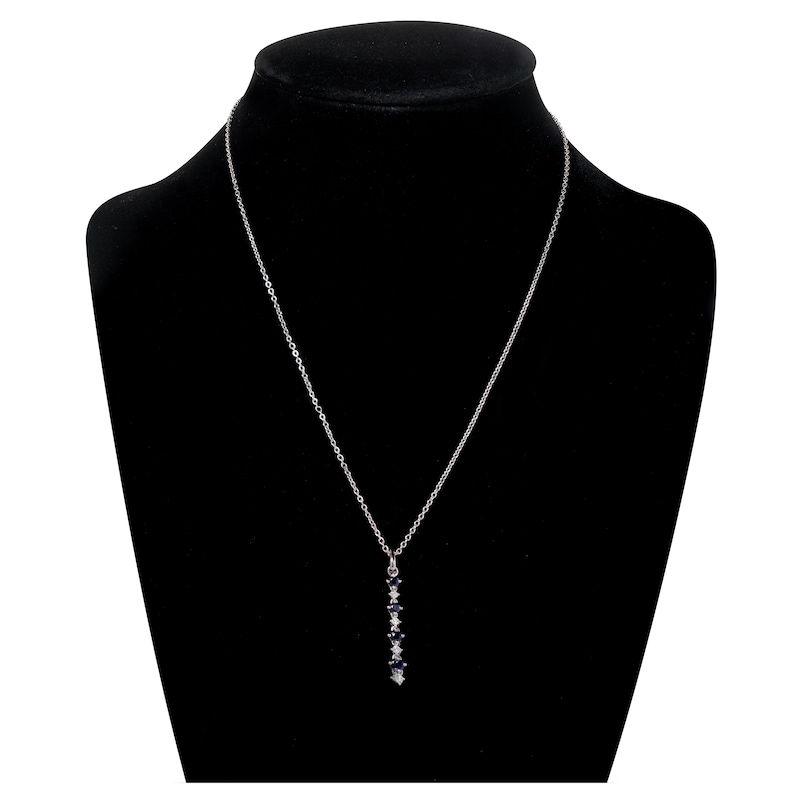 Main Image 3 of Natural Blue Sapphire & Diamond Drop Necklace 1/15 ct tw 14K White Gold 17"