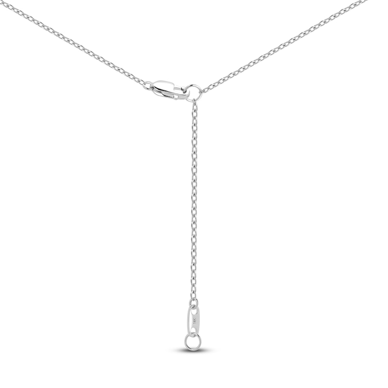 Main Image 4 of Natural Blue Sapphire & Diamond Drop Necklace 1/15 ct tw 14K White Gold 17"