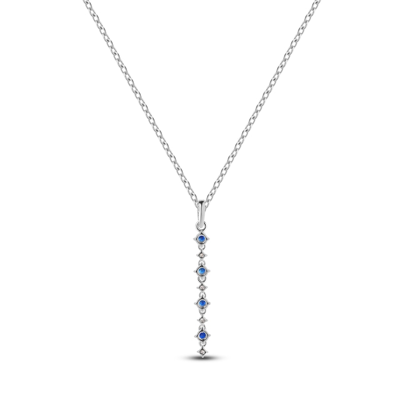 Main Image 5 of Natural Blue Sapphire & Diamond Drop Necklace 1/15 ct tw 14K White Gold 17"