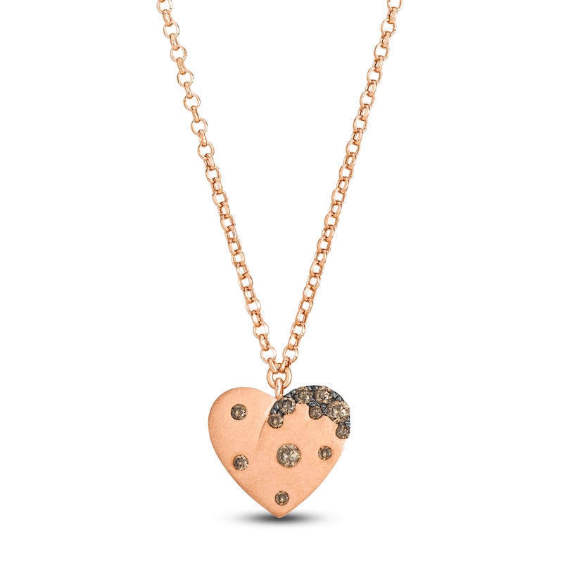 Main Image 1 of Le Vian Diamond Heart Necklace 1/6 ct tw Diamonds 14K Strawberry Gold 19"