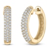 Thumbnail Image 2 of Lab-Grown Diamond Three-Row Pavé Hoop Earrings 1/2 ct tw 10K Yellow Gold