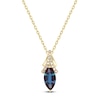 Thumbnail Image 1 of Marquise-Cut Lab-Created Alexandrite & Diamond Necklace 1/10 ct tw 10K Yellow Gold 18"
