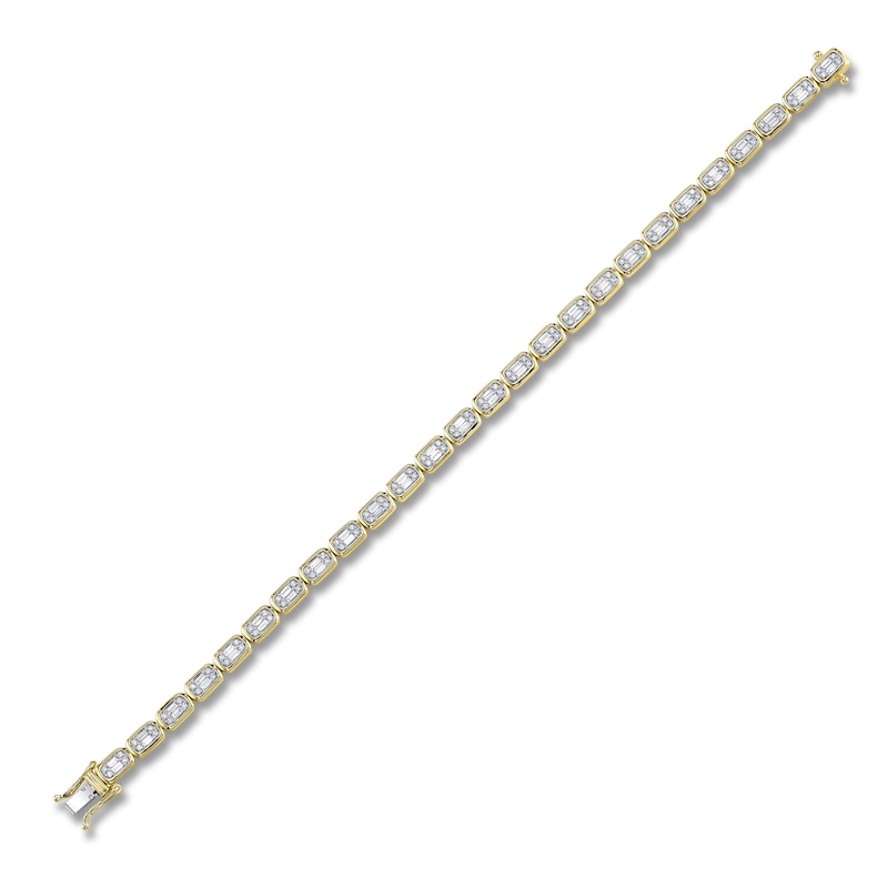 Main Image 2 of Shy Creation Baguette & Round-Cut Multi-Diamond Tennis Bracelet 1-3/8 ct tw 14K Yellow Gold 7" SC55027000RD