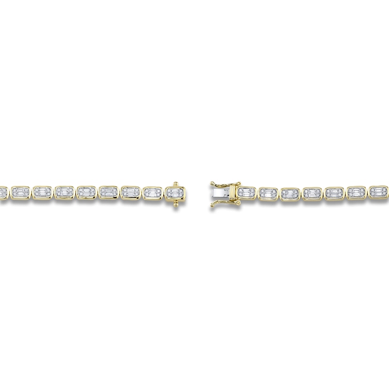 Main Image 3 of Shy Creation Baguette & Round-Cut Multi-Diamond Tennis Bracelet 1-3/8 ct tw 14K Yellow Gold 7" SC55027000RD