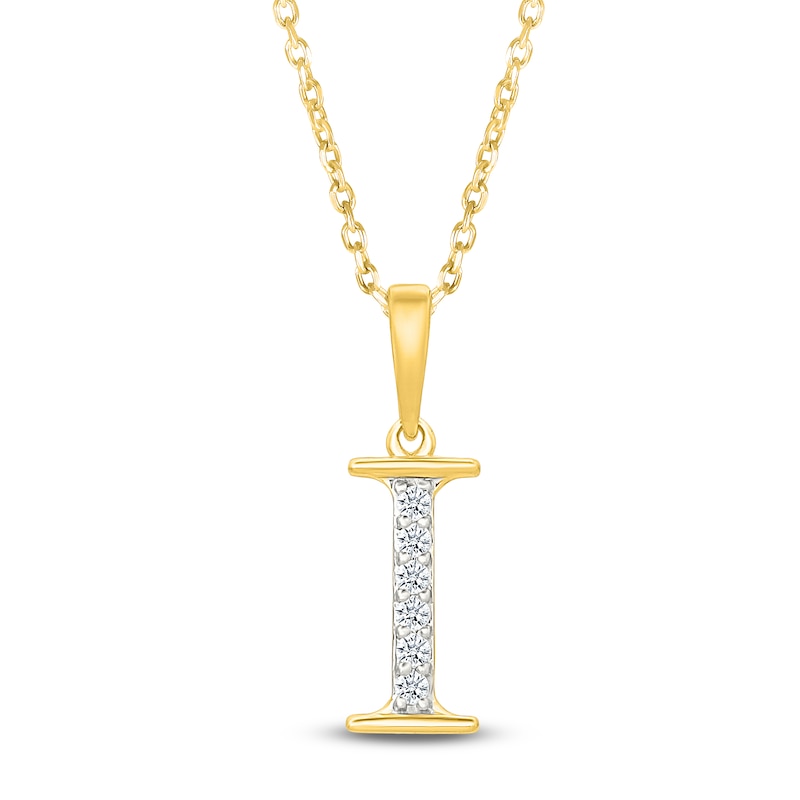 Main Image 1 of Diamond Initial I Necklace 1/20 ct tw 10K Yellow Gold 18"