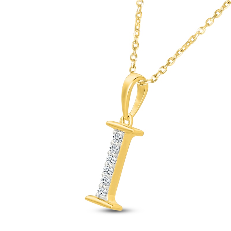 Main Image 2 of Diamond Initial I Necklace 1/20 ct tw 10K Yellow Gold 18"
