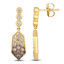 Le Vian Chocolate Ombré Diamond Kite Dangle Earrings 7/8 ct tw 14K Honey Gold