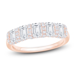 Certified Emerald-Cut Diamond Anniversary Ring 2 ct tw 18K Rose Gold