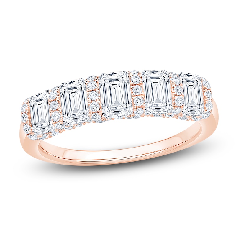 Main Image 1 of Certified Emerald-Cut Diamond Anniversary Ring 2 ct tw 18K Rose Gold