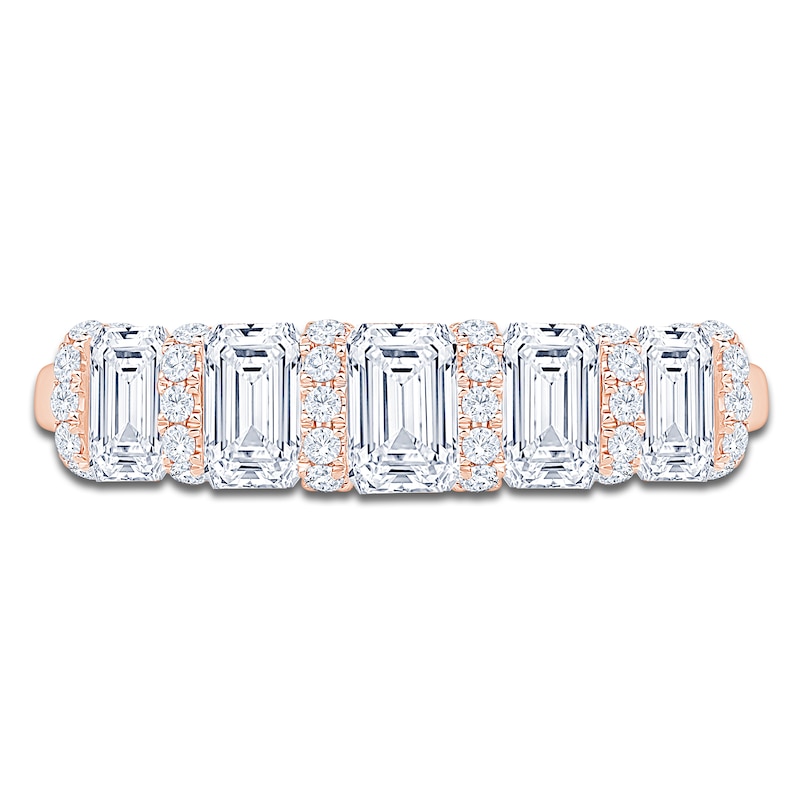 Main Image 3 of Certified Emerald-Cut Diamond Anniversary Ring 2 ct tw 18K Rose Gold