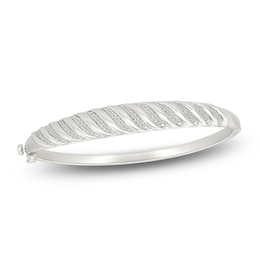 Diamond Twist Bangle Bracelet 1/2 ct tw Sterling Silver 7"