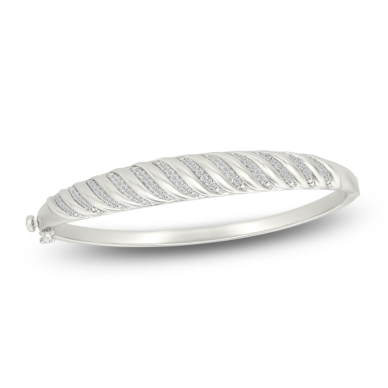Main Image 1 of Diamond Twist Bangle Bracelet 1/2 ct tw Sterling Silver 7"