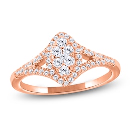 Multi-Diamond Marquise Halo Promise Ring 1/4 ct tw 10K Rose Gold