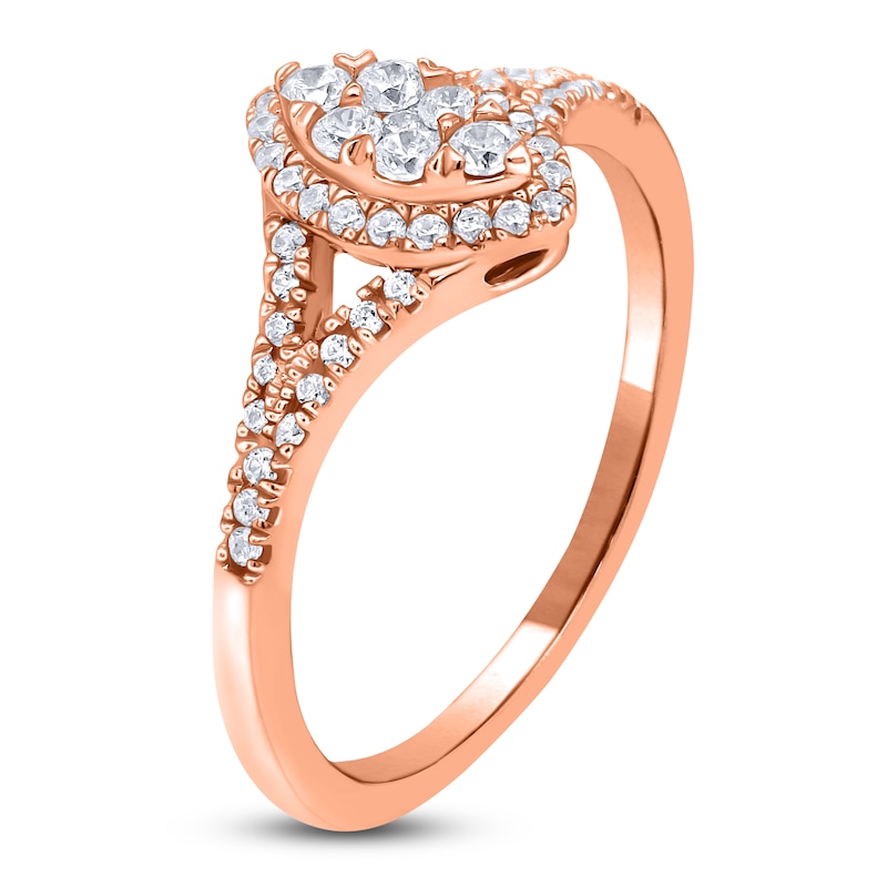 Main Image 2 of Multi-Diamond Marquise Halo Promise Ring 1/4 ct tw 10K Rose Gold