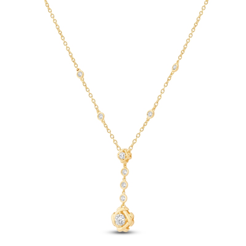 Main Image 2 of Unspoken Bezel-Set Diamond Y-Necklace 1/3 ct tw 14K Yellow Gold 18"