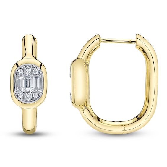 Shy ICON Lumeria Baguette & Round-Cut Multi-Diamond Hoop Earrings 1/5 ct tw 14K Yellow Gold B22001048V4H0.70