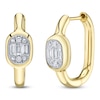 Thumbnail Image 2 of Shy Creation Baguette & Round-Cut Multi-Diamond Hoop Earrings 1/5 ct tw 14K Yellow Gold