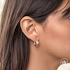 Thumbnail Image 4 of Shy Creation Baguette & Round-Cut Multi-Diamond Hoop Earrings 1/5 ct tw 14K Yellow Gold