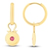 Thumbnail Image 1 of Natural Pink Sapphire Circle Dangle Hoop Earrings 14K Yellow Gold