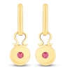 Thumbnail Image 3 of Natural Pink Sapphire Circle Dangle Hoop Earrings 14K Yellow Gold