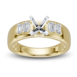Certified Emerald-Cut Diamond Engagement Ring Setting 3/8 ct tw 14K Yellow Gold