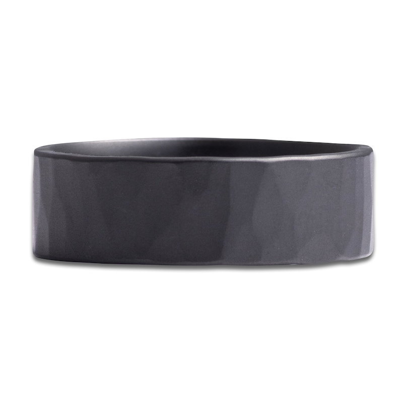Main Image 3 of Men's Hammered Matte Wedding Band Black Zirconium 7mm