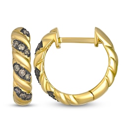 Le Vian Chocolate Ombré Diamond Twist Hoop Earrings 1/8 ct tw 14K Honey Gold