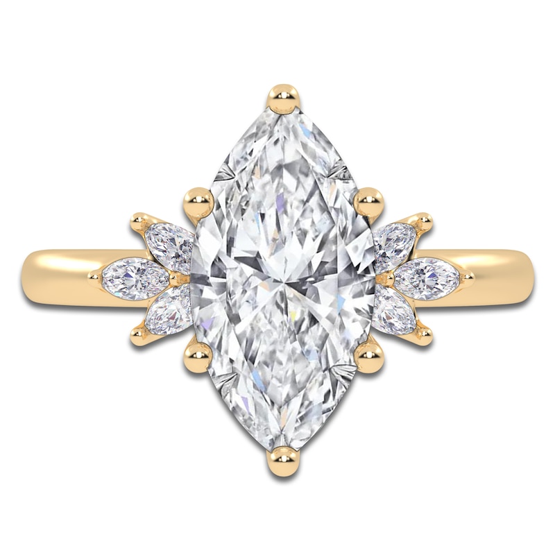 Main Image 3 of Marquise-Cut Lab-Grown Diamond Engagement Ring 2-1/6 ct tw 14K Yellow Gold