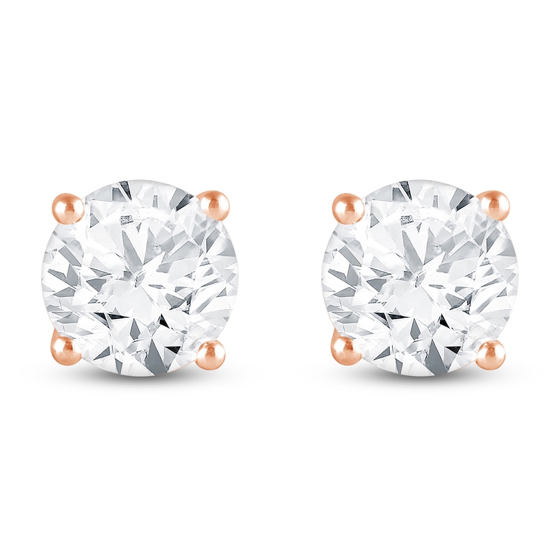 Main Image 3 of Round-Cut Lab-Grown Diamond Solitaire Stud Earrings 5 ct tw 14K Rose Gold (SI2/F)