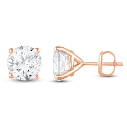 Round-Cut Lab-Grown Diamond Solitaire Stud Earrings 6 ct tw 14K Rose Gold (SI2/F)