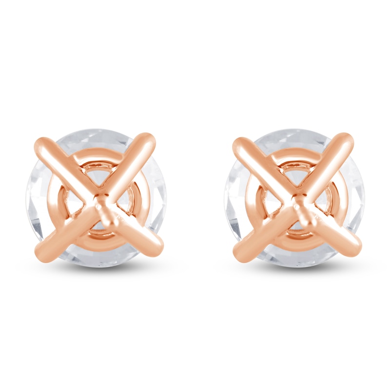 Main Image 4 of Round-Cut Lab-Grown Diamond Solitaire Stud Earrings 6 ct tw 14K Rose Gold (SI2/F)