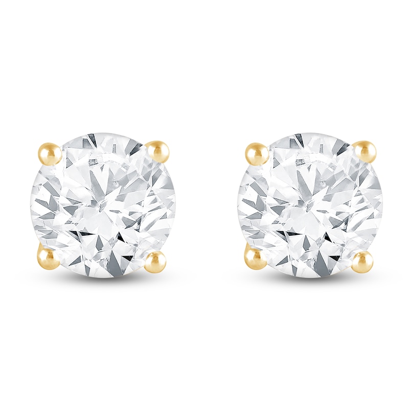 Main Image 3 of Round-Cut Lab-Grown Diamond Solitaire Stud Earrings 6 ct tw 14K Yellow Gold (SI2/F)